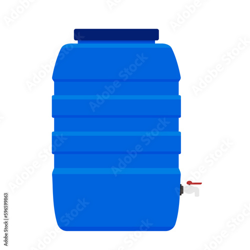 Water tank vector. Tap. Blue water tank on white background.