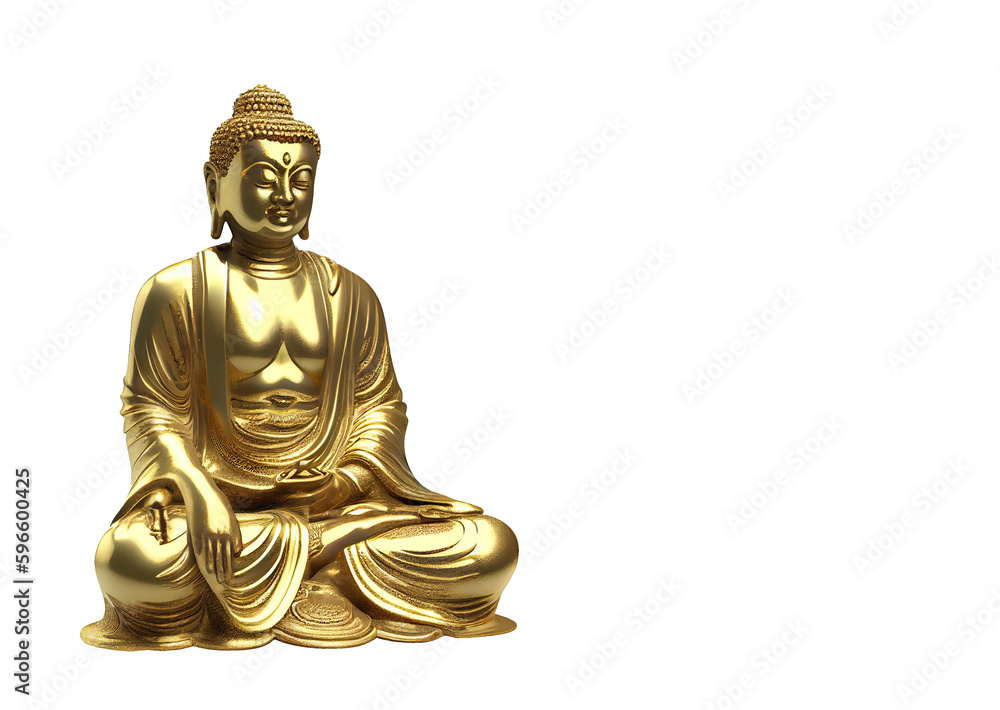 Golden Buddha on a transparent background (PNG) generative AI