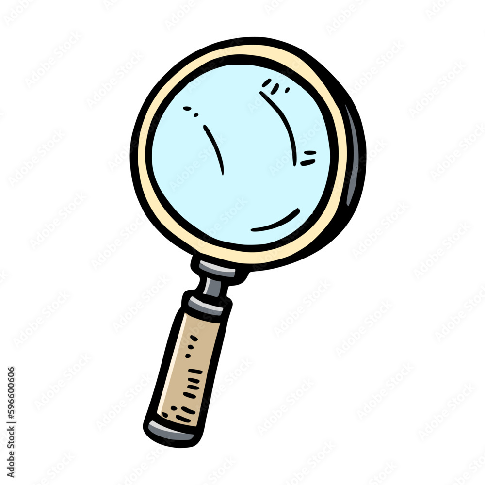 magnifying glass doodle cartoon illustration on isolated background magnifying glass doodle cartoon illustration on isolated background