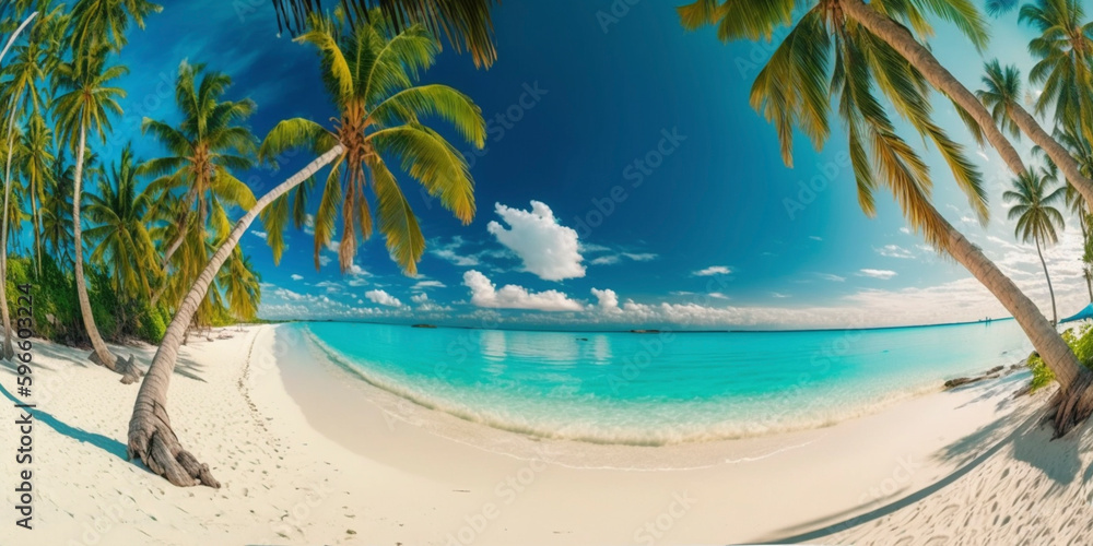 Tropical beach. Created with generative Ai technology. - obrazy, fototapety, plakaty 