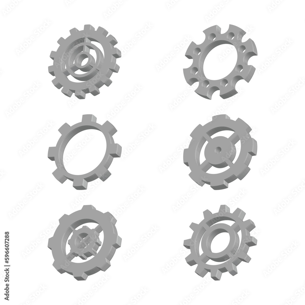 set of Gears icon isolated on white background. Setting Gear 3d icon. 3d rendering, 3d Illustration Setting or Cogwheel Icon for creative user interface, web design symbol set of Gears icon isolated on white background. Setting Gear 3d icon. 3d rendering, 3d Illustration Setting or Cogwheel Icon for creative user interface, web design symbol