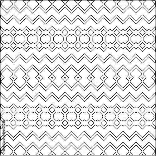  Modern stylish texture. Composition from regularly repeating geometrical element. Black and white pattern for web page, textures, card, poster, fabric, textile.. Vector illustrations.
