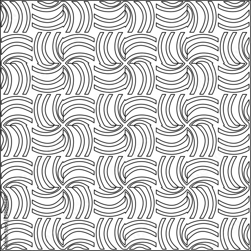  Modern stylish texture. Composition from regularly repeating geometrical element. Black and white pattern for web page, textures, card, poster, fabric, textile.. Vector illustrations.