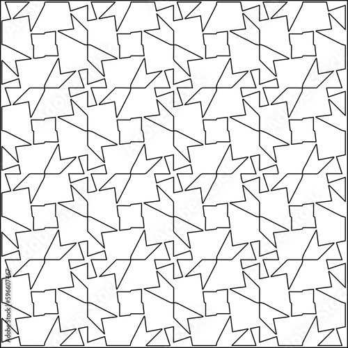  Modern stylish texture. Composition from regularly repeating geometrical element. Black and white pattern for web page, textures, card, poster, fabric, textile.. Vector illustrations.