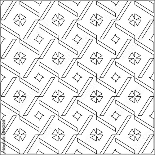  Modern stylish texture. Composition from regularly repeating geometrical element. Black and white pattern for web page, textures, card, poster, fabric, textile.. Vector illustrations.