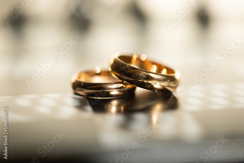 Couple rings shadow. Love concept. Wedding day. Shadow. 