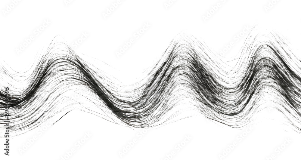 Obraz premium Waves and lines in charcoal drawing sketch style isolated on transparent white background
