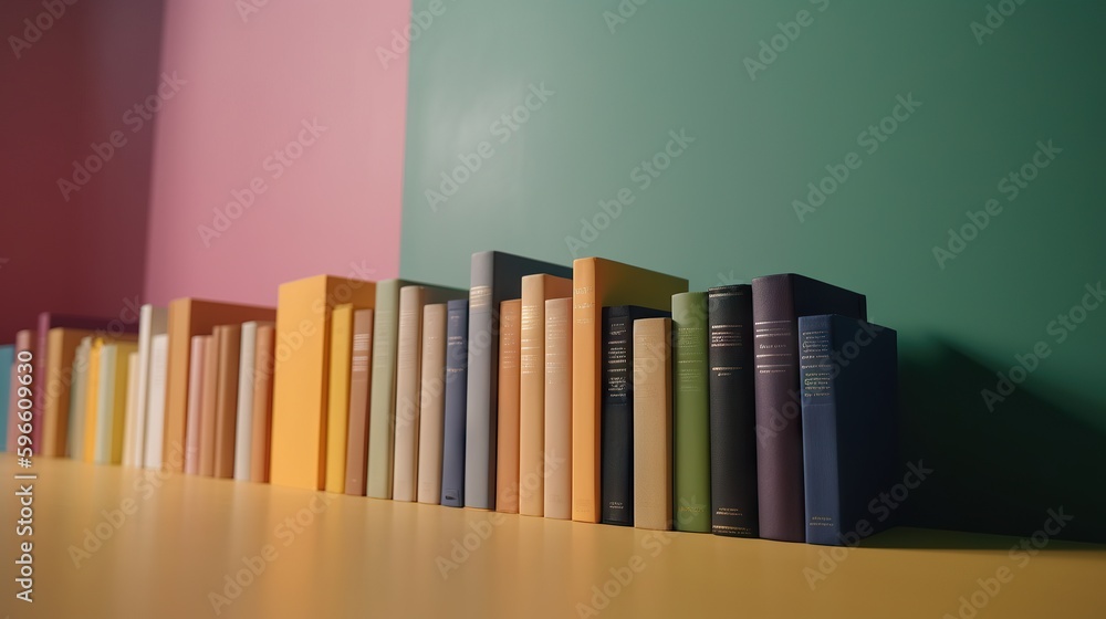 Minimal scene with books on colorful background