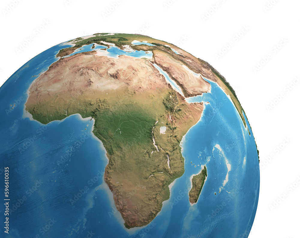 Fototapeta premium High resolution satellite view of Planet Earth, focused on Africa - 3D illustration, elements of this image furnished by NASA.