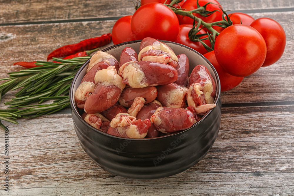 Raw chicken hearts for cooking Raw chicken hearts for cooking