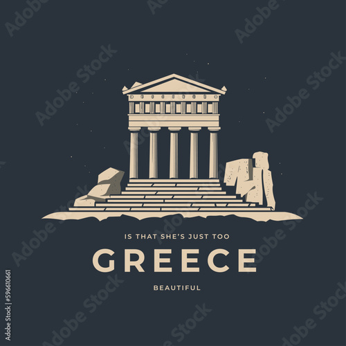 Beautiful building in Greece. It's important not just to write what is on the image, but also to write the concept, mood, or idea behind it