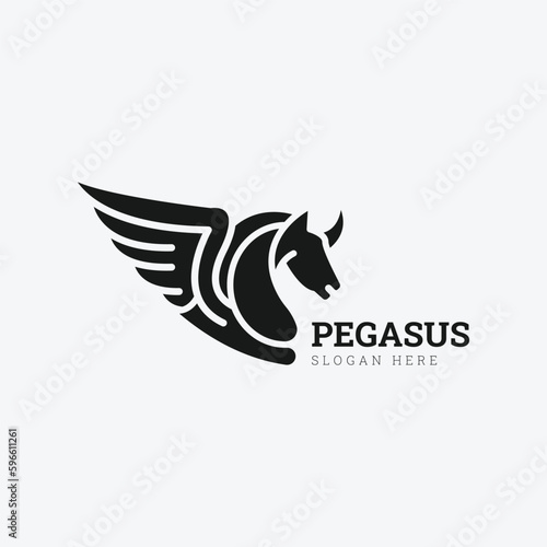 Wing Pegasus Black Horse, Design Inspiration Vector logo