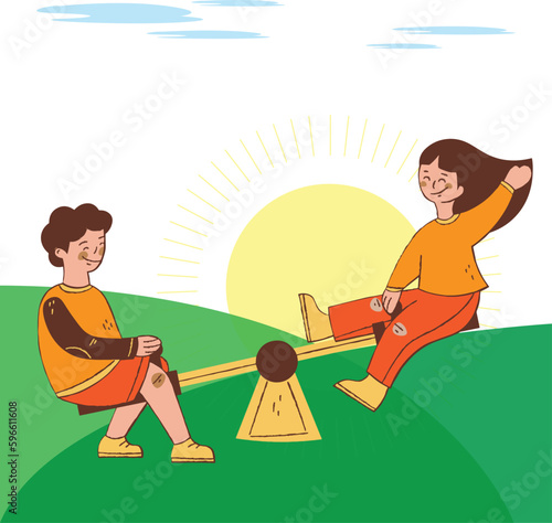 School Kids Enjoy the playground