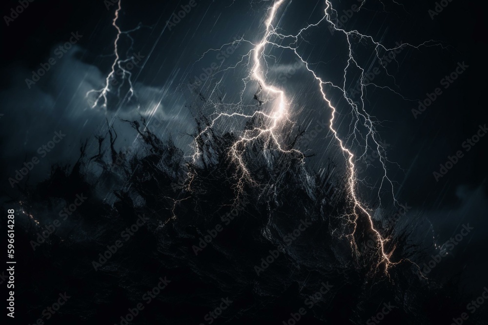 Electric storm in black background. Generative AI