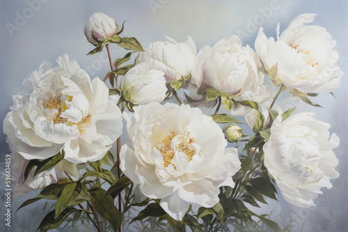 Fototapeta Naklejka Na Ścianę i Meble -  white peonies watercolor - ai
