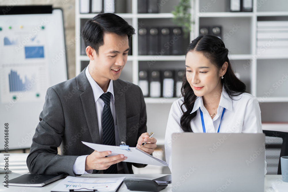 Business team meeting present.professional investor working with new startup project. Finance managers task.Digital tablet laptop computer design smart phone in morning light.