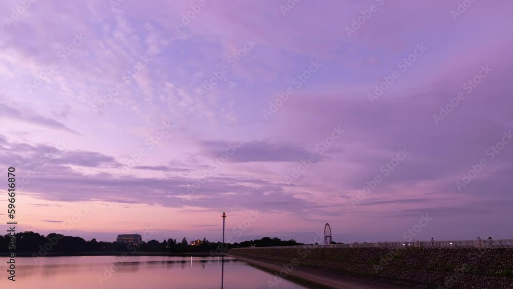 東京タイムラプス　多摩湖から望む夕景
