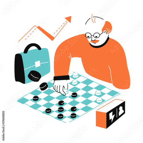 Play checkers - colorful flat design style illustration