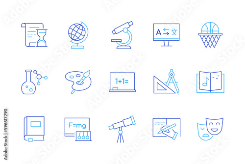 Science and education - set of modern line design style icons