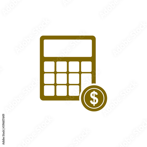 Calculator with dollar symbol icon isolated on transparent dark background