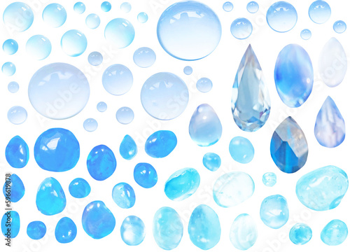 切り抜き透過素材セットー水滴とガラスの雫