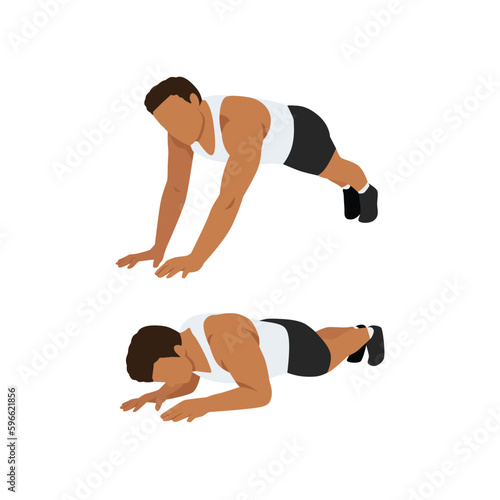 Man doing sphinx push up. Flat vector