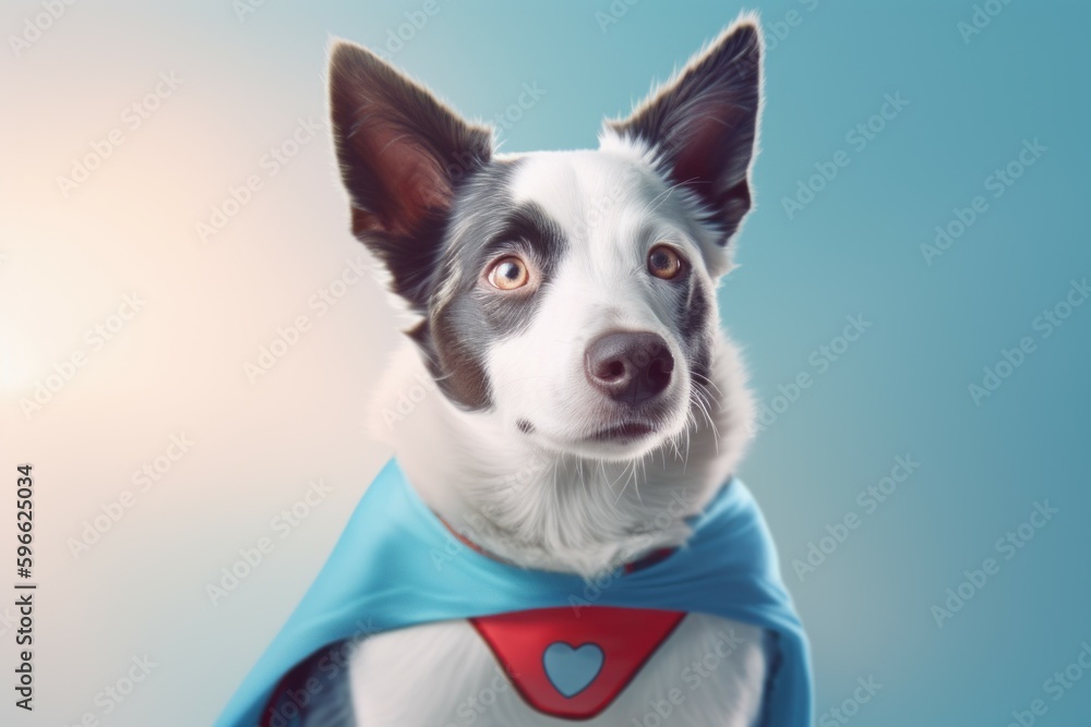 Cute dog superhero. Generate AI