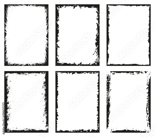 Set of grunge frames. Collection of dirty frames on a white background. Abstract vector template.