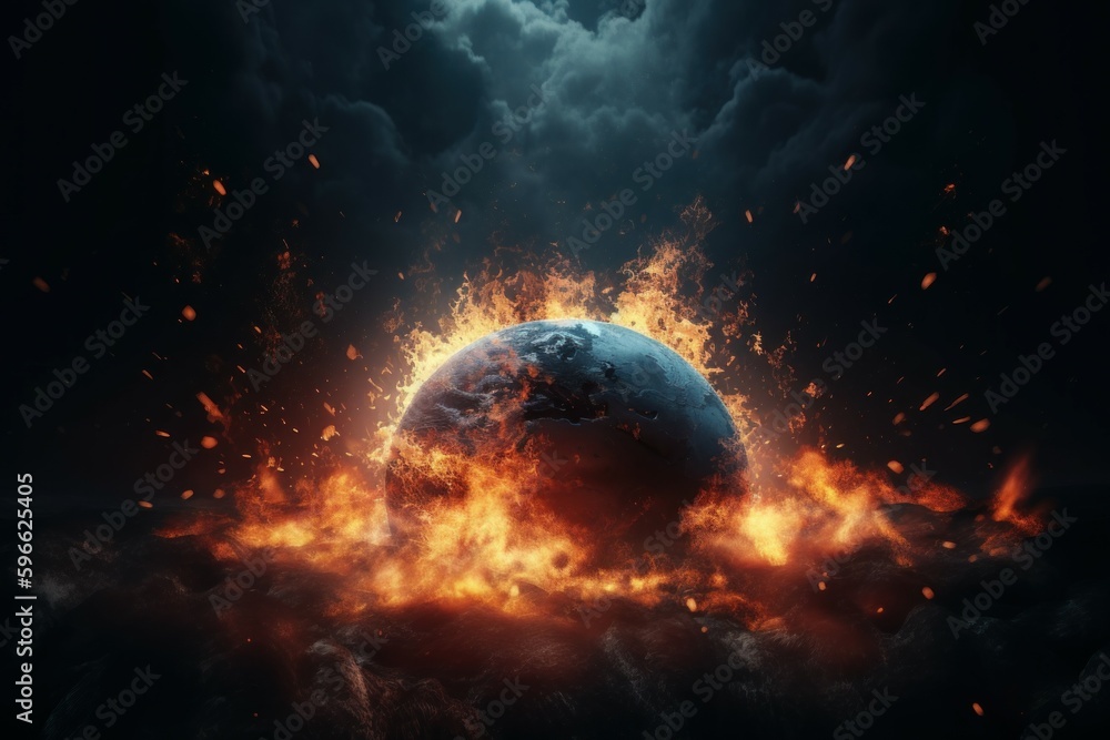 Obraz premium Earth on fire. Generate Ai