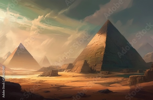 Egyptian pyramids temple. Generate Ai