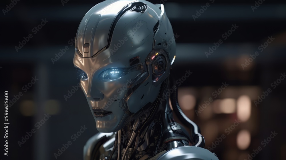 Futuristic AI Android in cinematic lighting. Generative ai Futuristic AI Android in cinematic lighting. Generative ai