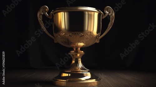 Golden trophy cup, isolated in 8K created with generative ai technology