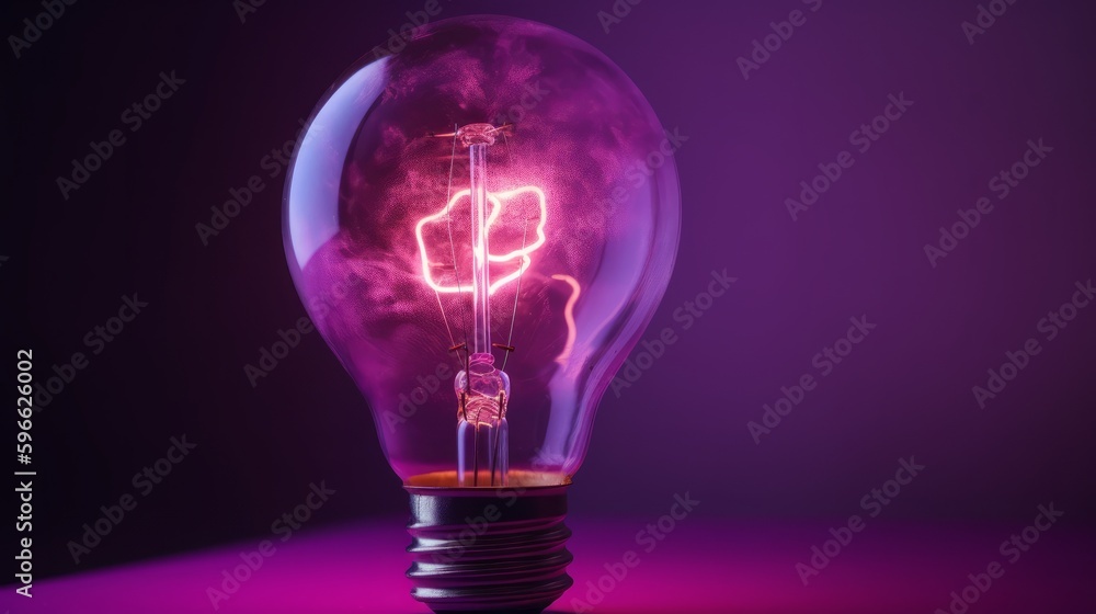 Image of lightbulb with purple stains on purple background created with generative ai technology Image of lightbulb with purple stains on purple background created with generative ai technology