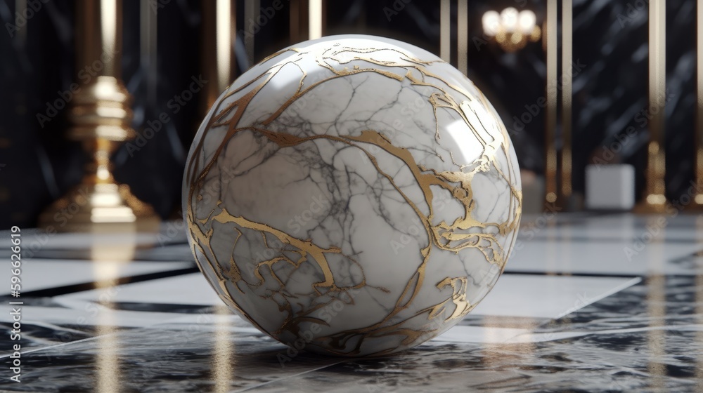 Fototapeta premium Marble Design Sealed with Gold Wallpaper. Generative ai