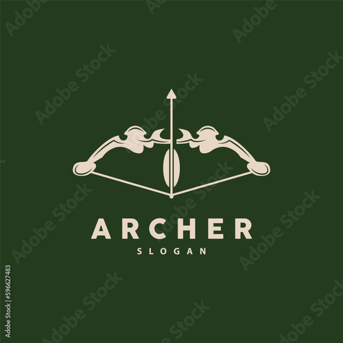Archer Logo, Archery Arrow Vector, Elegant Simple Minimalist Design, Icon Symbol Illustration Template