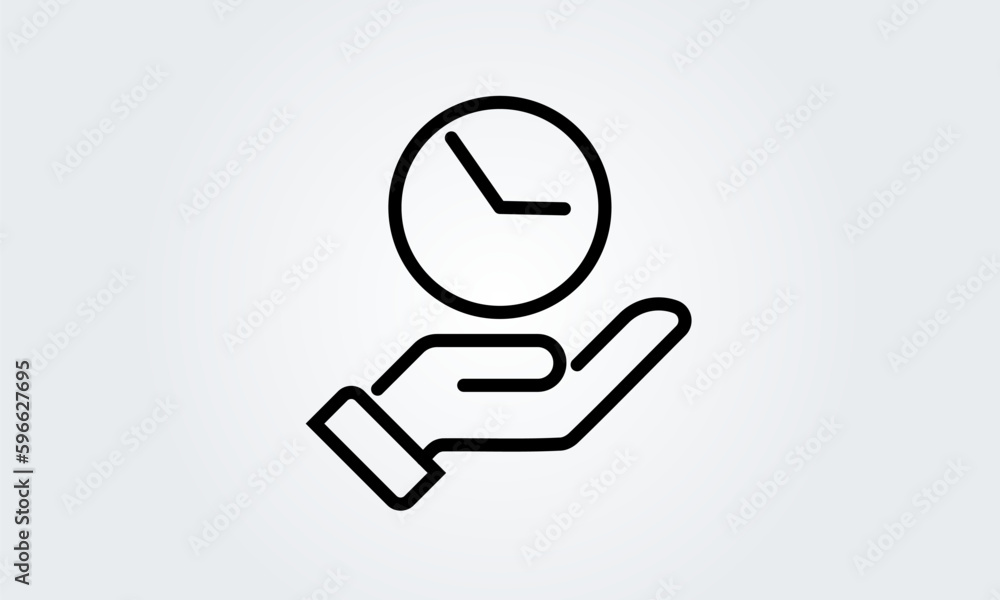 Time, clock stop watch, limited offer, happy hour, deadline concept, hand, line icon, vector illustration Time, clock stop watch, limited offer, happy hour, deadline concept, hand, line icon, vector illustration