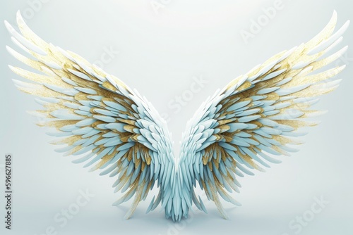 Golden white angel wings nature. Generate Ai
