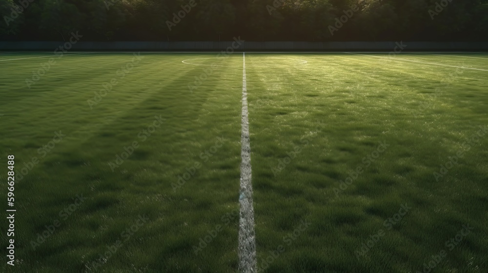 Green field at the football stadium. Generative AI