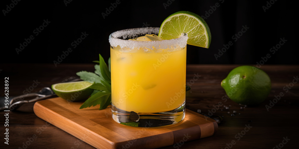 Fototapeta premium Mango Margarita. A tropical twist on a classic margarita