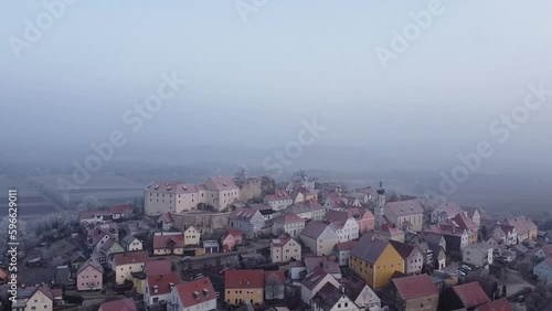 Aerial view of Hirschau town in Bavaria Germany, panoramic view drone shot, small picturesque town photo