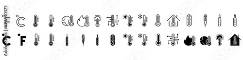 Thermometer icon vector set. temperature illustration sign collection. heat symbol or logo. photo