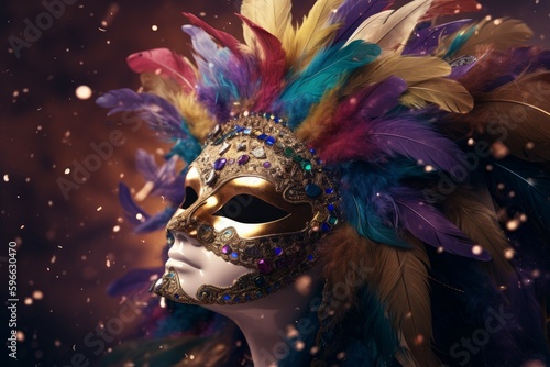 Mardi gras mask venice celebration. Generate Ai © nsit0108