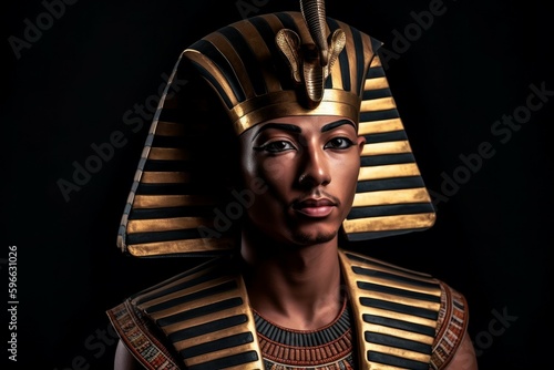 Portrait of young tutankhamun king. Generate Ai photo