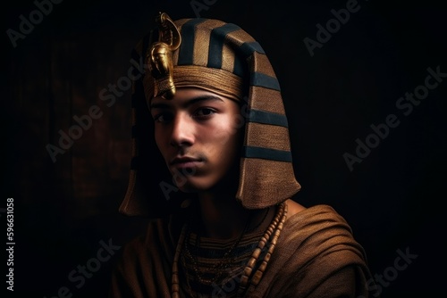 Portrait of young tutankhamun Mask art. Generate Ai photo