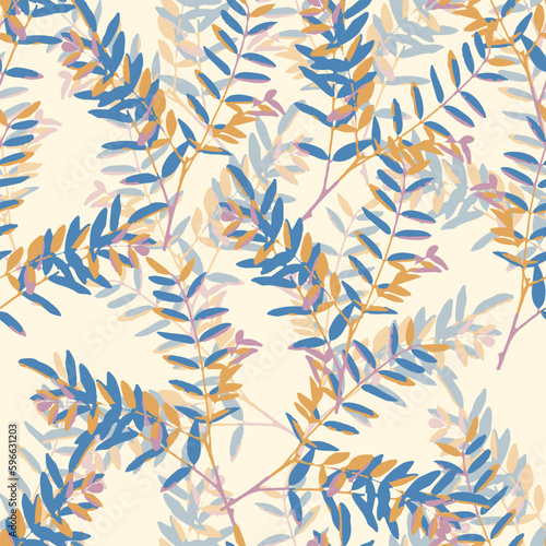 seamless mixed multicolour leaves pattern background , greeting card or fabric © MYMNY