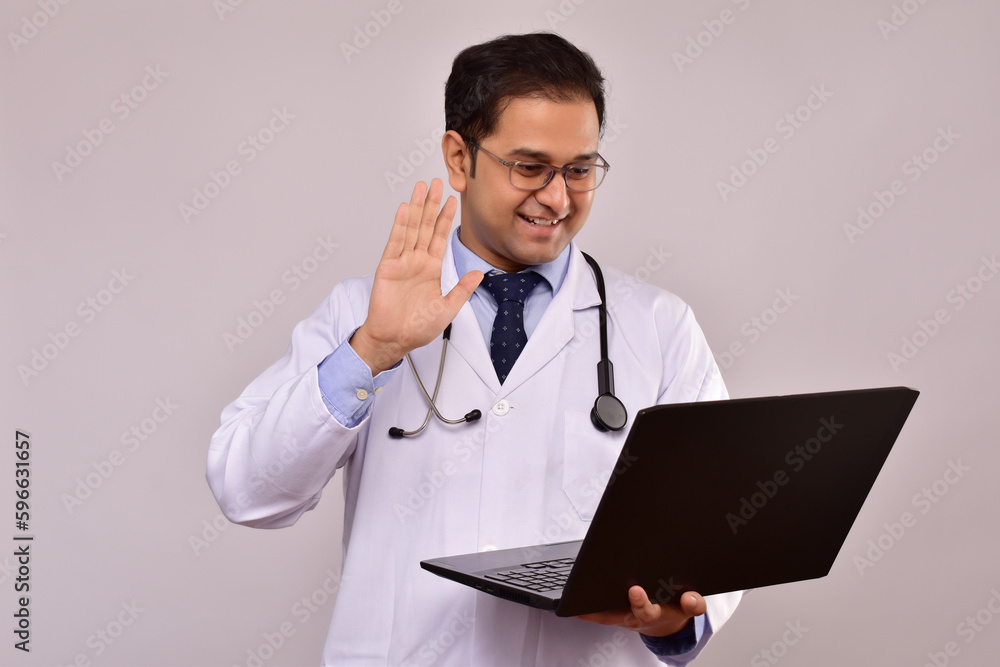 smiling doctor with laptop smiling doctor with laptop
