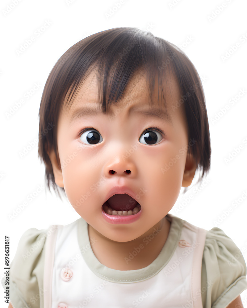 The Vulnerability of Childhood: Portrait of a Scared Toddler in a White Background The Vulnerability of Childhood: Portrait of a Scared Toddler in a White Background