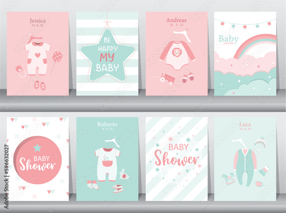 baby clothes,Design for baby cards,Baby shower invitation.Vector illustrations.