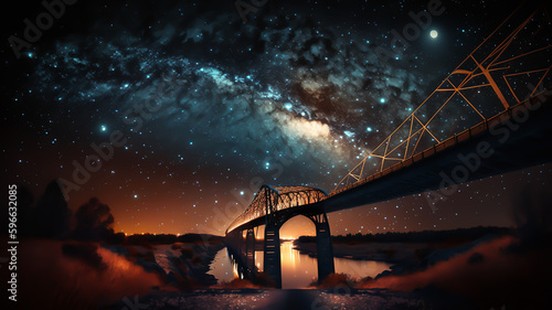鉄道橋と天の川 photo
