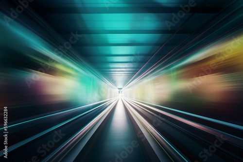 Subway tunnel motion. Generate Ai © nsit0108